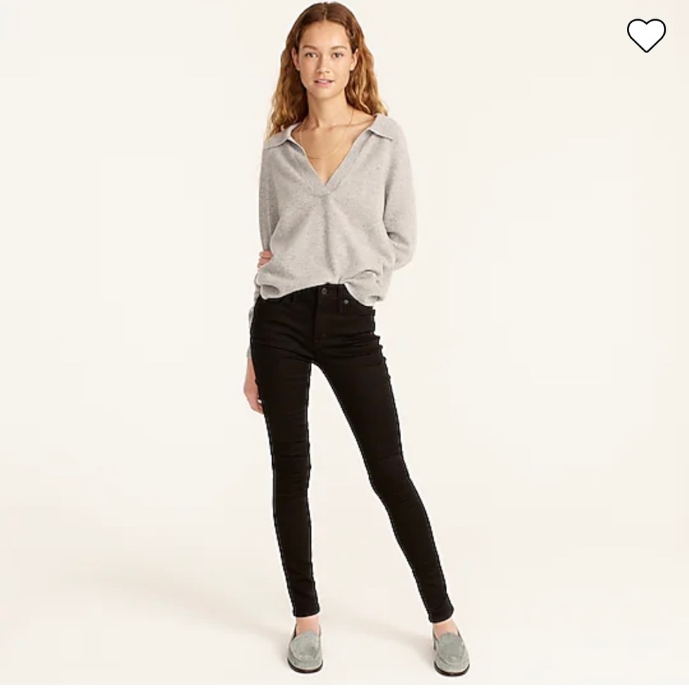 J. Crew 9" mid-rise stretchy toothpick jean in new black